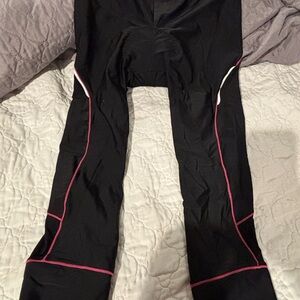 Black Bike Leggings with Pink Accents